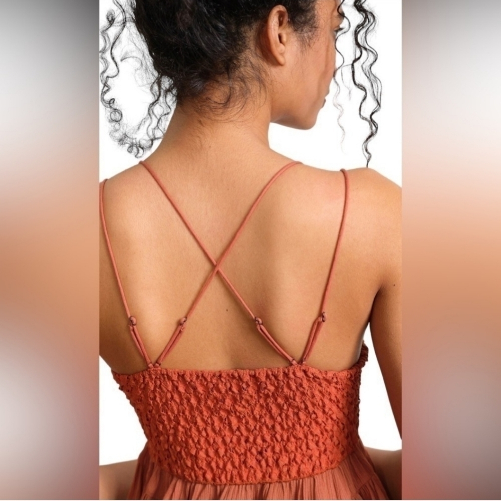 Free People Adella Crochet Cami Large Lace Tiered Sleeveless In Winding NEW - Picture 2 of 10
